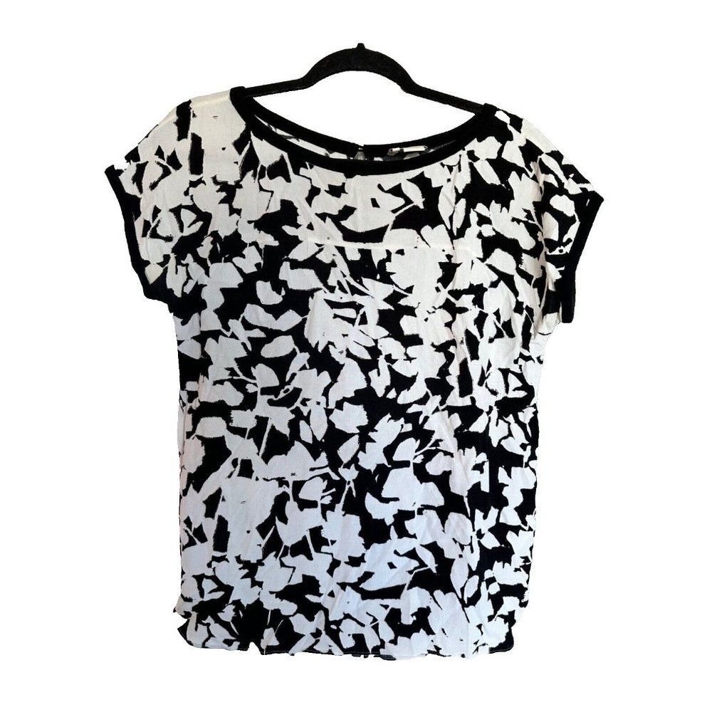 Kate Spade Black & White Cap Sleeve Top Size 2